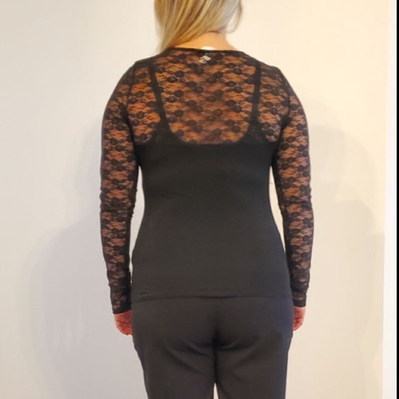 Black H&M long sleeve lace top - Picture 6 of 9
